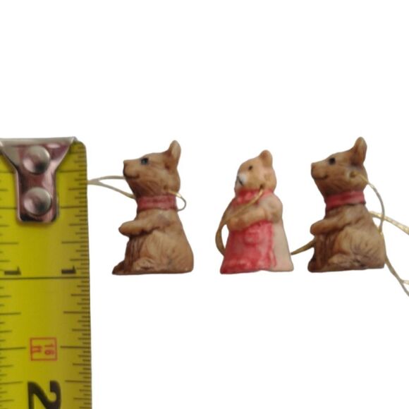Vtg Mouse Ornaments Package Toppers MICRO MINI Lot of 3 Resin Christmas Mice. - Picture 2 of 16